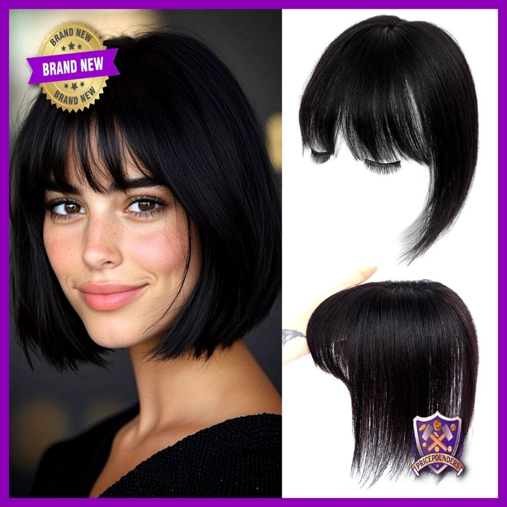 Human Hair Topper with Bangs Swiss Base Hairpiece for Thinning Hair Natural